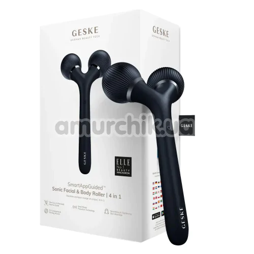 Ультразвуковий масажер Geske Sonic Facial & Body Roller 4 in 1, чорний