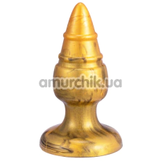 Анальна пробка SilexD Fantasy Liquid Silicone Plug Goldy M, золота - Фото №1