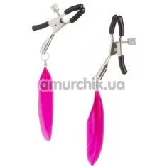 Зажимы для сосков с перышками Lucky Bay Nipple Play Superior Nipple Clamps, розовые - Фото №1