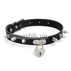 Ошейник DS Fetish Heart Lock Collar, черный - Фото №1