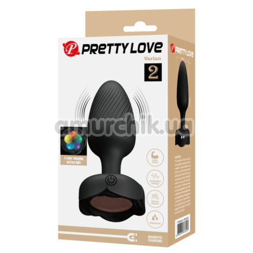 Анальна пробка з вібрацією та підсвічуванням Pretty Love Varian, чорна
