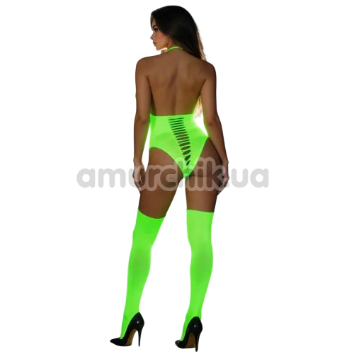 Комплект Star Night Fishnet Glow Set, салатовый: боди + чулки