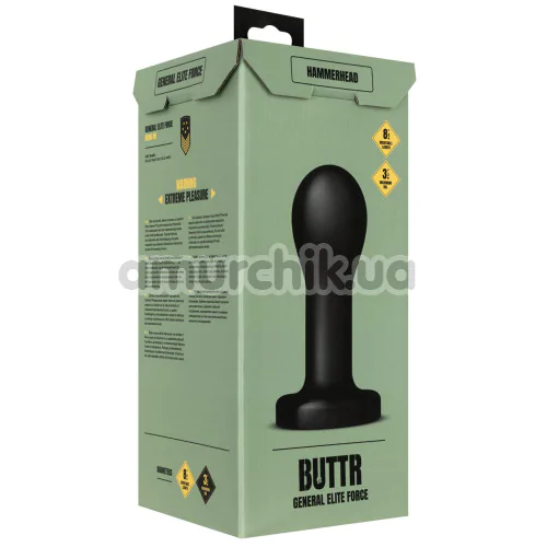 Анальная пробка Buttr General Elite Force Hammerhead, черная