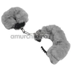 Наручники з сірим хутром DS Fetish Plush Handcuffs, срібні - Фото №1