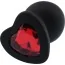 Анальна пробка з червоним кристалом Silicone Jewelled Butt Plug Heart Large, чорна - Фото №1