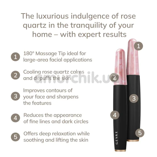 Ручка-масажер для обличчя Geske Rose Quartz Depuffing Pen 6 in 1, темно-сірий