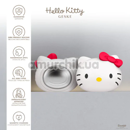 Ультразвуковой массажер-маска для лица Geske Sonic Warm & Cool Mask 8 in 1 - Hello Kitty Head, белый