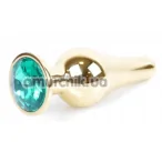 Анальная пробка с зеленым кристаллом Boss Series Exclusivity Jewellery Gold Plug, золотая - Фото №1