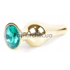 Анальна пробка з зеленим кристалом Boss Series Exclusivity Jewellery Gold Plug, срібна - Фото №1