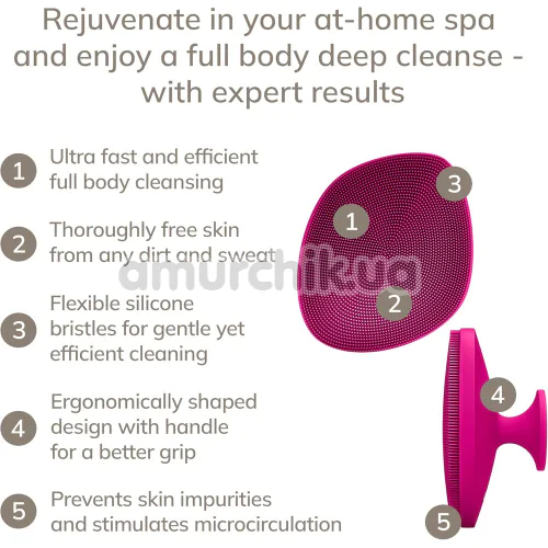 Щетка для тела Geske Body Brush 4 in 1 Suction Mount, розовая
