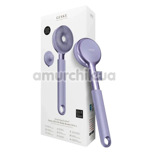 Звукова щітка для тіла Geske Sonic LED Full-Body Brush 9 in 1, бузкова
