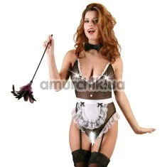 Костюм горничной Cottelli Collection Costumes 2470535 чёрный: боди + галстук - Фото №1