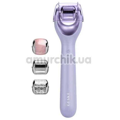 Массажер-роллер для лица с микроиглами Geske MicroNeedle Face Roller 9 in 1, сиреневый - Фото №1