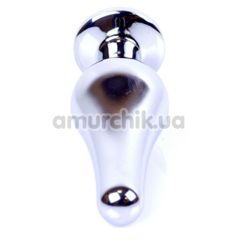 Анальная пробка с прозрачным кристаллом Exclusivity Jewellery Silver Long Plug, серебряная