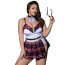 Костюм школярки JSY Sexy Lingerie P61111, біло-червоний: спідниця + боді + чокер - Фото №3