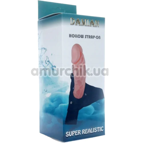 Полый страпон Damian Hollow Strap-on, телесный