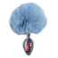 Анальна пробка з блакитним хвостиком Alume Floral Metal Plug With Tail S, синя - Фото №1