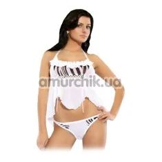Комплект Hot Nights White: комбинация + трусики-стринги (модель ERL300009) - Фото №1