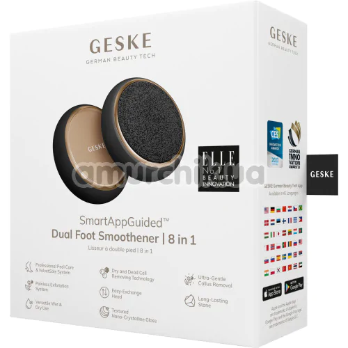 Шлифовальная пилка для стоп Geske Dual Foot Smoothener 8 in 1, черно-золотая