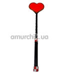 Стек в виде сердечка DS Fetish Crop Heart With Crystals, черно-красный - Фото №1