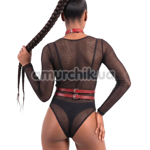 Портупея с шипами Art of Sex Milana Faux Leather, красная