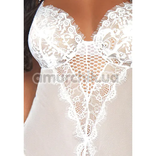 Боди Leg Avenue Lace And Sheer Mesh Teddy, белое