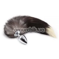 Анальная пробка с хвостом енота Loveshop Raccoon Tail M, серебряная - Фото №1