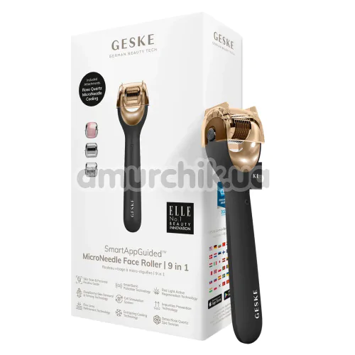 Масажер-ролер для обличчя з мікроголками Geske MicroNeedle Face Roller 9 in 1, сірий