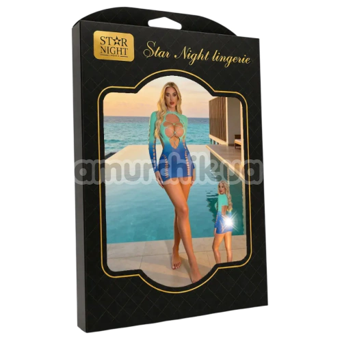 Платье Star Night Sexy Invitation Mini Dress, бирюзово-синее