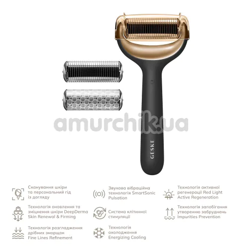 Массажер-роллер для лица и тела с микроиглами Geske MicroNeedle Face & Body Roller 8 in 1, серый