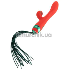 Вибратор с пульсацией и флоггером Lockink Sevanda Clitoris Suction Vibrator With Whip, красный - Фото №1