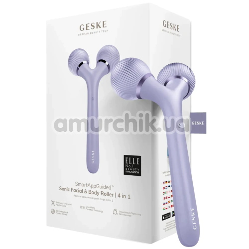 Ультразвуковий масажер Geske Sonic Facial & Body Roller 4 in 1, бузковий