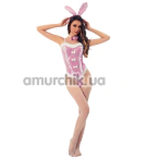 Костюм зайчика JSY Sexy Lingerie 5813, розовый: боди + ушки + галстук-бабочка + колготки - Фото №1