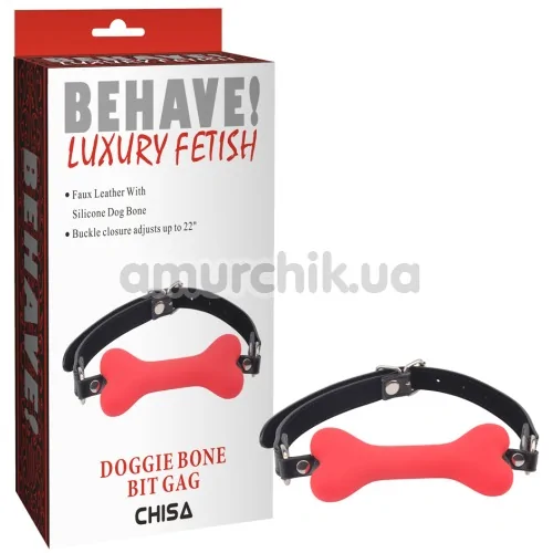 Кляп Behave! Luxury Fetish Doggie Bone Bit Gag, красный