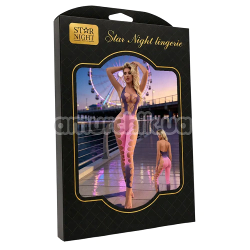 Комбинезон Star Night Hollow Out Gradient Bodystocking, фиолетово-розовый