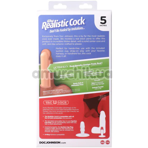 Фалоімітатор Doc Johnson The Realistic Cock With Balls 5, тілесний