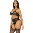Комплект Leg Avenue Lenceria Set, чорний: бюстгальтер + колготки + трусики-стрінги - Фото №7