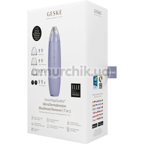 Микродермабразионное устройство для удаления черных точек Geske MicroDermabrasion Blackhead Remover 7 in 1, сиреневое