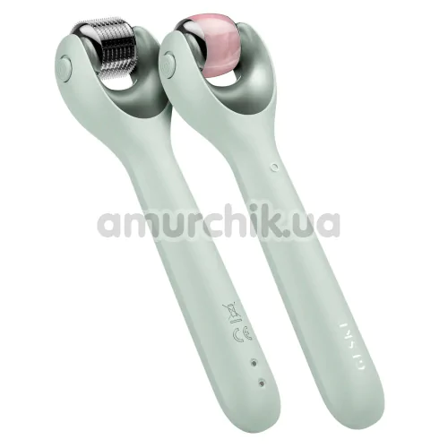 Массажер-роллер для лица с микроиглами Geske MicroNeedle Face Roller 9 in 1, зеленый