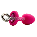 Анальная пробка с розовым кристаллом Alume Silicone Hook Plug S, розовая - Фото №1