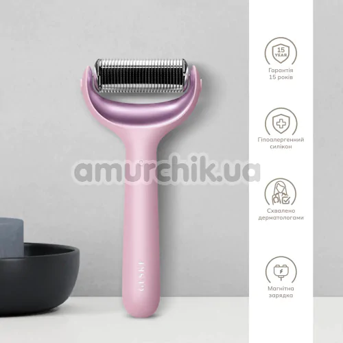 Масажер-ролер для обличчя та тіла з мікроголками Geske MicroNeedle Face & Body Roller 8 in 1, світло-рожевий