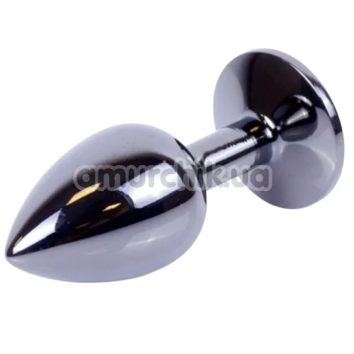 Анальна пробка з прозорим кристалом Exclusivity Jewellery Dark Silver Plug, срібна