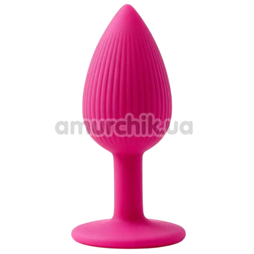 Анальна пробка Alume Silicone Ribbed Classic Anal Plug М, рожева - Фото №1