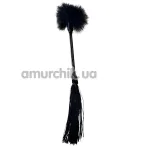 Флогер з пір'їнкою для пестощів DS Fetish Flogger With Fluff, чорний - Фото №1
