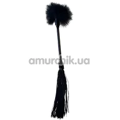 Флогер з пір'їнкою для пестощів DS Fetish Flogger With Fluff, чорний - Фото №1