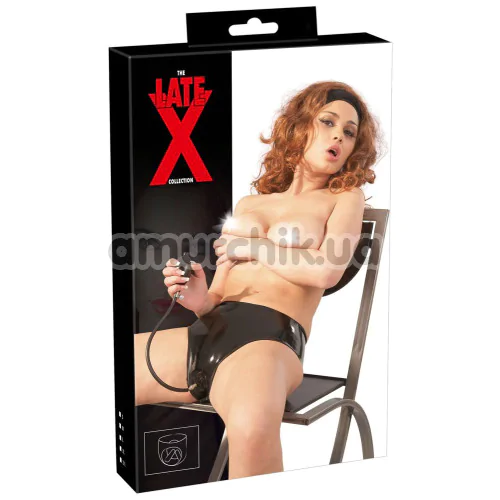 Трусики с фаллоимитаторами LateX Briefs With Inflatable Dildos 2950286, черные