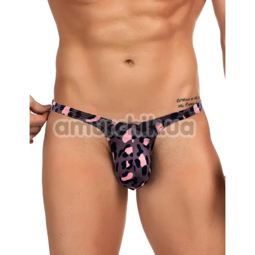 Трусы-стринги мужские Star Night Men's Leopard G-String, черно-розовые