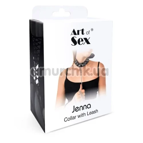 Нашийник з повідцем Art of Sex Jenna Collar With Leash, чорний