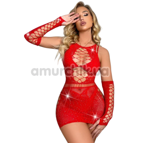 Платье Star Night Secret Garden Rhinestone Mini Dress, красное
