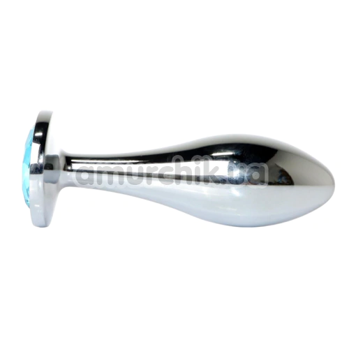 Анальная пробка с голубым кристаллом Exclusivity Jewellery Silver Straight Plug L, серебряная